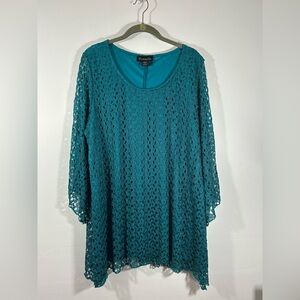 Frazzle Women’s Teal Lace Tunic Top